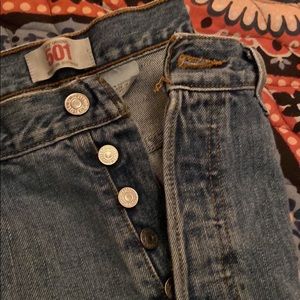 Levi Strauss 501 Button Fly jeans.  Light wash